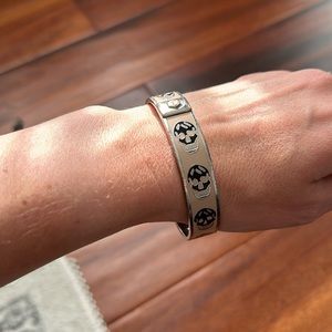 Alexander McQueen Silver and Black Skull Bracelet